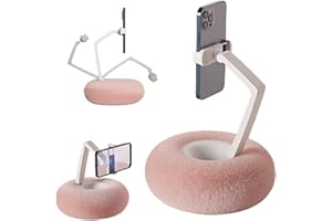 Eeiiey Fuzzy Bowl with Kindle Holder,Tablet Pillow Stand,360°Adjustable Phone Holder for Bed,Kindle Pillow Stand,Cute Plush Kindle Holder Pillow for Phone with Soft Plush Fabric (Pink)