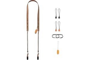 PGYTECH Cinturino per Fotocamera Slim Regolabile in Pelle con Sgancio Rapido 820-1360mm Leggero Retro per Fotocamere Mirrorless/Compatte/Instax/Digitali, Stile Vintage