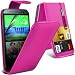 Produktbild Fonecase Hot Pink HTC One M8 Schutz Faux Credit / Debit Card Leder Flip Skin Case Cover, Aus- und einfahrbarem Touch Screen Stylus Pen & LCD Screen Protector Guard