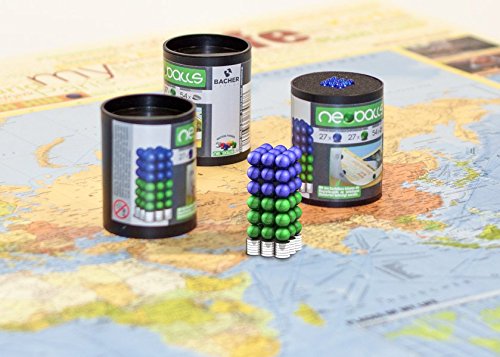 Preisvergleich Produktbild Magnetkugeln NEOBALLS Set 108-teilig grün-blau, für Markierungen auf Landkarten