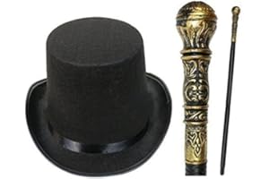 ROBELLI Vittoriano Gentiluomo Bambini/Adulti Vestito Cappello a Cilindro & Bastone (World Book Week/Giorno)