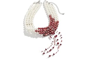 Danshinbow Halloween couches perles franges Choke cou gothique collier bracelet goutte de sang pendentif réglable collier femmes et filles bracelet