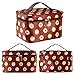 Discoball Lady Women Cosmetic Makeup Toiletry Travel Wash Bag Holder Mirror Case Organizer(Coffee + Cherry)