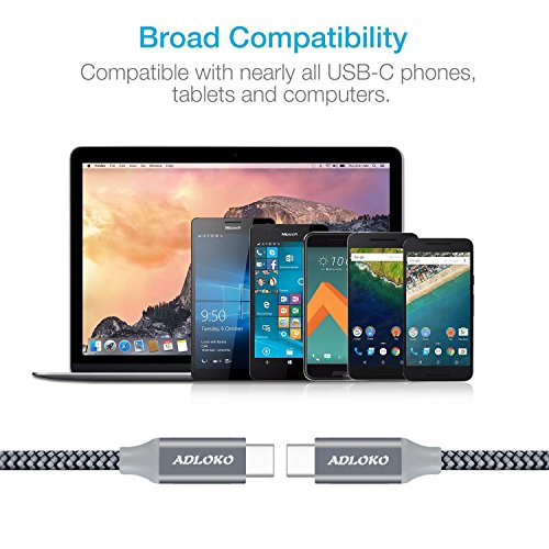 C  ble Type C  ADLOKO  lot de 2  C  ble USB-C vers USB-C 3 0 C  ble 2M  6 6ft  tress   Double Nylon pour Appareils USB de type C  y compris le nouveau MacBook  Samsung Note 8   S8  Samsung Note 8   S8