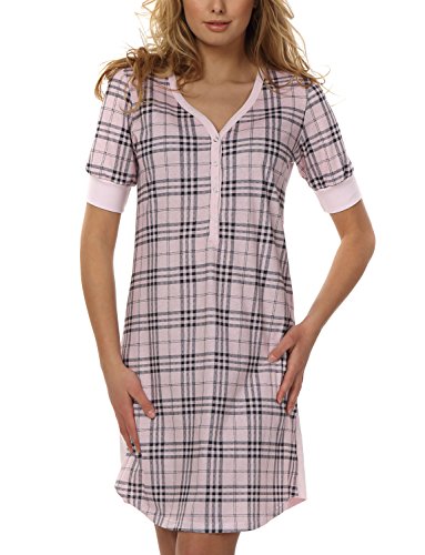 Italian Fashion Yara Short Sleeve Maternity/Nursing Nightdress,Size L,Pink