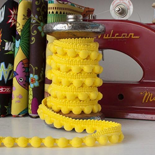 Yellow Small Pearl Pom Pom Trim - Pom Pom Fringe Tassels Fringe Trim Sewing Trim Haberdashery