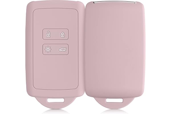 kwmobile Accessoire clé de Voiture Compatible avec Renault Smart Key 4-Bouton (Keyless Go Uniquement) - Coque en Silicone Souple avec Embout Porte-Clé - Rose Ancien Mat