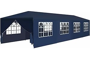 Rantry Gartenpavillon, 3 x 12 m, blau, Gartenpavillon, Sonnenschirm für Garten, Strand, Angeln, Outdoor, winddicht, für Garten, Terrasse, Räume