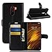 Produktbild Big-Mountain Leder Case Cover Für Xiaomi PocoPhone F1 | Magnetischer Schlag Mappen Karten Dünner Gummi Hülle | Luxus Fall Standing Klapphülle Schlag Mappen Abdeckung (Schwarz)