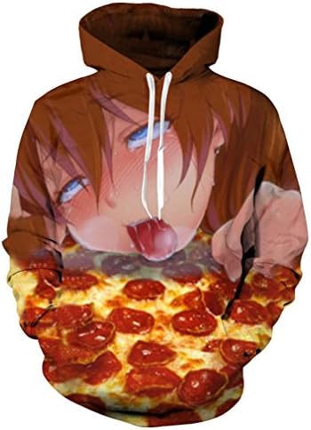Unisex Funny Anime Ahegao 71D Print Hoodies Joggers Hipster Sexy Cartoon T-Shirt Sweatshirts Set
