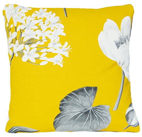 Gelb Kissen Blumen Kisenbezug Grau Zierkissen Gladiole Kissenhülle, 40x40cm - 2