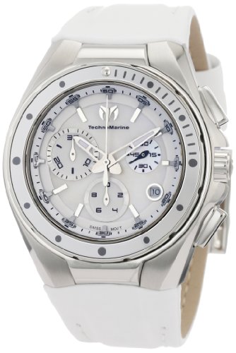 Technomarine Cruise Steel Women's Quartz Watch with White Dial Chronograph Display and White Leather Strap 110005L