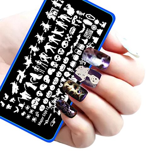Oyedens 1PCS Halloween Nail Art Manicure Template Plate Image Stamp Plates DIY Tools