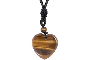 Amogeeli Herz Kristall Kette für Damen und Herren, Edelstein Heilstein Halskette Liebe Herzstein Anhänger Glückskette Amulett Reiki Schmuck Geschenk