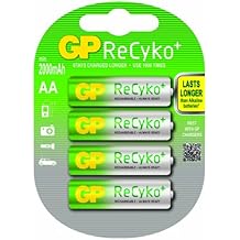 GP ReCyko+ Akku, AA, NiMH, Mignon, 4er Blister,2000 mAh, Vor-aufgeladene Akkus mit extrem geringer Selbstentladung