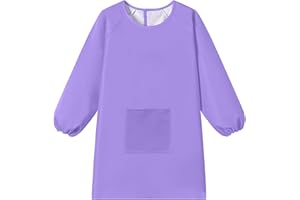 WULIQIUQIU Kids Art Smock, Waterproof Artist Painting Apron Smocks for Children Full Coverage Long Sleeve Smock with Pocket