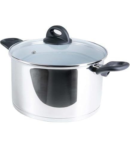 Herogo Casserole en acier inoxydable avec couvercle en verre, diamètre 24 cm/5,6 l, pour la cuisson, saine et non revêtue, passe au four, saucepans avec couvercle Herogo Casserole en acier inoxydable avec couvercle en verre, diamètre 24 cm/5,6 l, pour la cuisson, saine et non revêtue, passe au four, saucepans avec couvercle