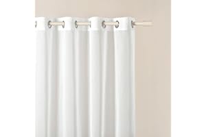 ROOM99 Novelia - Cortina con Ojales (200 x 250 cm, Ancho x Alto), Color Blanco Liso