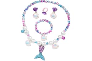 HABNI Bijoux Enfants, Ensemble de Bijoux, Petites Filles Collier Bracelet Bague Boucles d'oreilles Set, Princesse Bijoux Habiller Jeu Anniversaire Noël Cadeau pour Fille