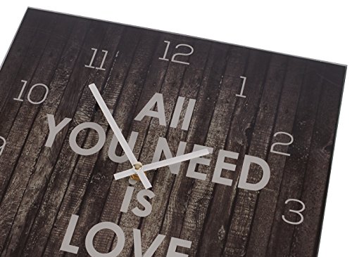 Wanduhr aus Glas 30x30cm Uhr als Glasbild Love Liebe Spruch Schriftzug Deko - 3