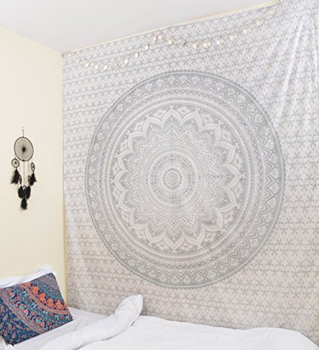 Ombre silver Mandala tapestry collection unique by Rawyal Crafts, Hippie pendant wall hangings