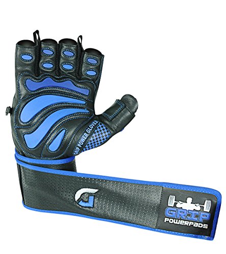 Grip Power Pads® Elite Fitnessstudio Leder Handschuhe mit integriertem 2″ Wide Handgelenkstützen – Leder Handschuh Design für Gewichtheben, Poweranheben, Bodybuilding und Krafttraining Übungen – Zufriedenheit Garantie & 1 Jahre Austauschgarantie - 3
