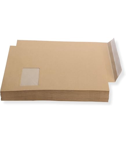 Netuno 100 Stück Versandtaschen DIN C4 & DIN C5 (je 50) Braun ohne Fenster 90 g/m² Kraftpapier Briefumschläge haftklebend mit Abziehstreifen für Rechnungen Briefe Dokumente Maxibrief Kuverts groß