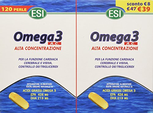 ESI Omega 3 Alta Concentrazione, Integratore Alimentare, 120 Perle
