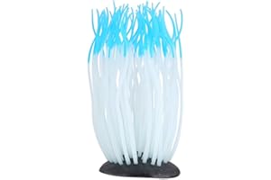 DUOKON Corail artificiel lumineux en silicone pour décoration d'aquarium (bleu)