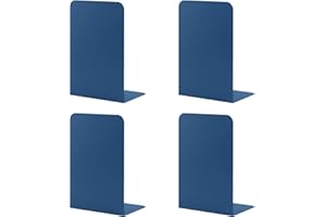 2 Paia Fermalibri per Mensole, MSDADA Reggilibri per Libreria, Porta Libri da Scrivania, Ferma Libri da Scaffale per Libreria, Ufficio, Casa, Biblioteca, Scuola, Studenti Regalo(Blu Scuro)