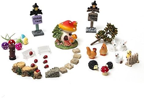 Secretrain 38Pcs Miniature Fairy Garden Ornament DIY Dollhouse Kit (Red)