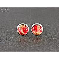 Ohrstecker Edelstahl * Cabochon Mohnblüten 8 mm