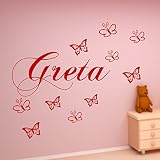 Wandschnörkel ® Wandtattoo mit dem Namen ihres Kindes personalisiert Wunschnamen + 10 Schmetterlingen 60cm x 18cm Spruch Kinderzimmer Wandtatoo Sticker 21 Top Farben Auswählbar Kinderzimmer Baby ein tolles Geschenk auch zur Geburt oder Taufe (bitte teilen Sie uns den Namen und die Farbe in einer Nachricht über Amazon mit) - 2