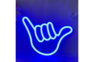 YUEYYNS Lampe Néon en Forme de Main Enseigne au Néon Bleu Enseigne Lumière Néon, par Batterie ou USB pour Noël, Murale Decoratif, Chambre Déco, Fête de Mariage et Bar