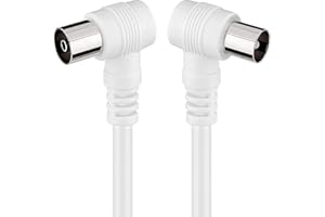Levitantes Cavo TV 5 metri full HD cavo coassiale antenna angolare 90 gradi per TV e radio, spina maschio a femmina, cavo bianco dritto