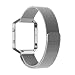 Produktbild Fitbit Blaze Frame + Armband (6,7-8,1 Zoll), mit Einzigartige Magnet-Verschluss, PUGO TOP® Replacement Wrist Band Uhrenarmband für Fitbit Fitness Uhr Blaze (silber)