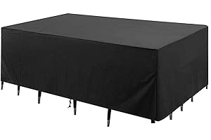 JIANGHU ART Oxford 600 Heavy Duty Waterproof Patio Covers For Outdoor Furniture 320x120x85cm Furniture Covers For Outside Waterproof & Windproof Anti-UV, Rectangular Patio Table Cover with Buckles & Drawstring