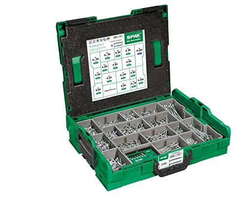 SPAX Montagekoffer, L-BOXX, groß, WIROX A3J, T-STAR plus, Senkkopf, 16 Abmessungen, 2446 Stück, inkl. SPAX BITcheck, 5000009161019