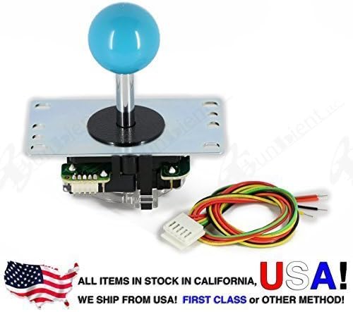 Sanwa JLF-TP-8YT Blue Ball Top Handle *FAST SHIPPING* Arcade Joystick Part 4 &amp; 8 Way Adjustable - Hori Fight Stick Repair Part - Madcatz SF4 Tournament Joystick Compatible