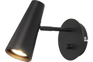 ‎DAWALIGHT DAWALIGHT Dimmbare Wandleuchte mit Schalter GU10 LED Warmweiss Dimmbar 5W Einzelne Wandlampe Innen Verstellbare Wandleuchten für Lesen Nachttisch Schlafzimmer Korridor, Aluminium, Schwarz