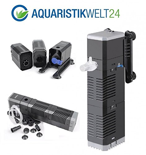 AquaOne Chj-602 Aquarium Innenfilter Regelbar Bis 250 Liter Aquarien Nano Cube Eckfilter Pumpe Filter Schwammfilter Wasserfilter Leise