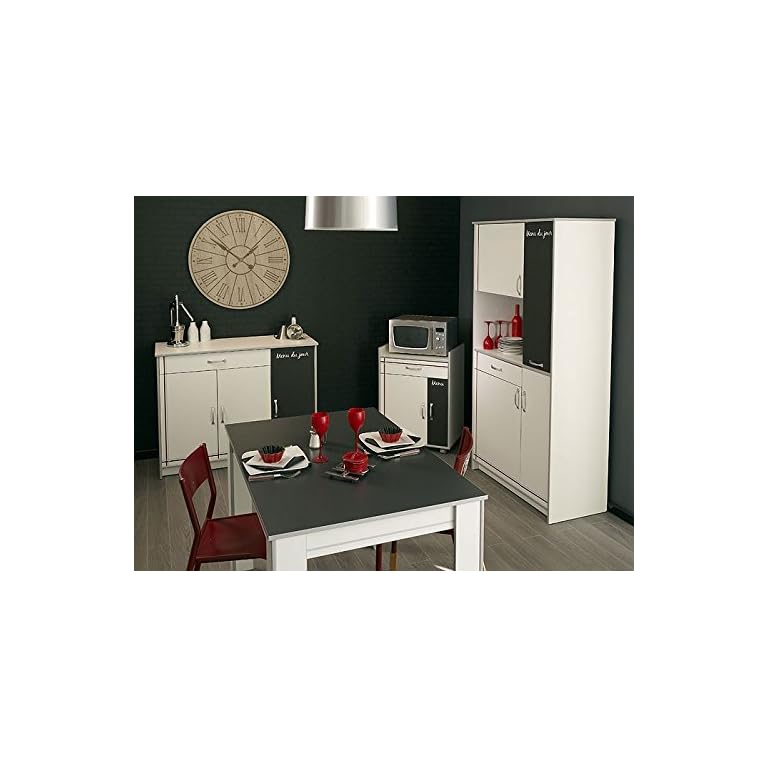 Küchenschrank Anrichte 60x80x44cm rollbar, weiß Absetzung Alu Melamin