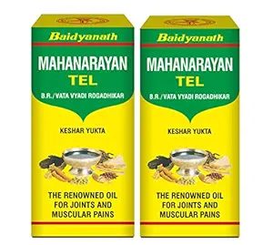 Baidyanath Mahanarayan Oil | Ayurvedic Pain Relief Oil for Joint, Knee, Back and Muscle | Free from Harmful Chemicals | Enriched with Saffron, Ashwagandha and Haldi | 200 Ml