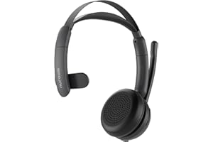Nuroum HP31-SN Cuffie con Microfono Bluetooth, Cuffie Wireless ENC a Cancellazione di Rumore con Stazione di Ricarica, USB-A&C/Bluetooth, 45 Ore di Lavoro per Cuffie Call Center/Lavoro/Camion/Chiamate