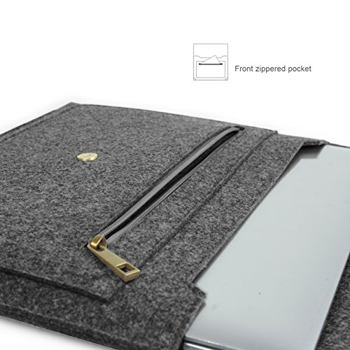 Lavievert Filz & Leder Hülle Sleeve Tasche, Schutzhülle Tasche für Macbook Air/Pro /Pro Retina mit dem Magnetverschluss und edle Metall-Elemente (Grau) - 5