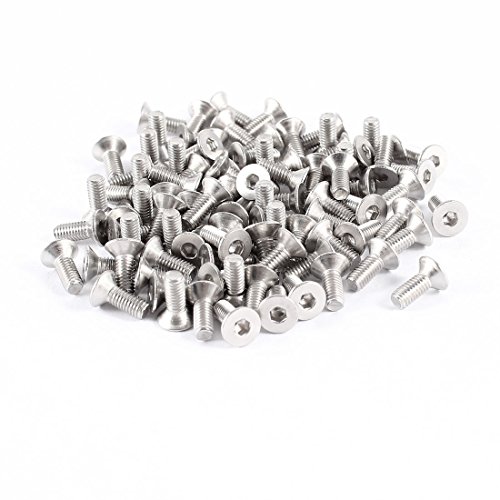 sourcingmap® 100 Stück 304HC Stahl Senkkopf Innensechskant Flachkopfschrauben Schrauben M3x8