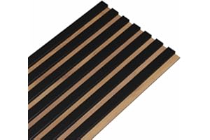 DECOON - Panneau Mural tasseaux Bois Rigide 250 x 30 x 1,4 cm - Décor Noir et Fond chêne - Revêtement décoratif 3D pour Murs intérieurs - Facile à Poser, Effet Relief Moderne - 0,75 m²