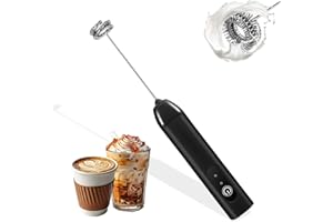 WEGLOK Espumador de leche eléctrico, doble batidor de mano espumador de leche de 3 marchas, con USB recargable, espumador de leche manual para café/latte/capuchino/huevos batiendo, Negro