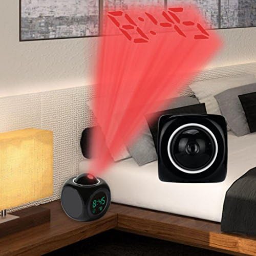 Alarm Clock Multi-function Digital LCD Voice Talking LED Projection Temperature By Sixcup® (Black)