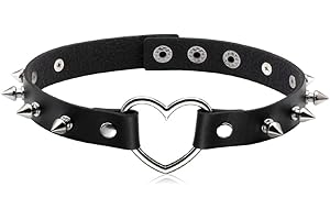 WKRTDY 1 pieza Collar de cuero sintético con remaches y anillo, estilo punk rock gótico ajustable para mujeres y niñas, para fiestas y clubes de mujeres, estilo gótico ajustable